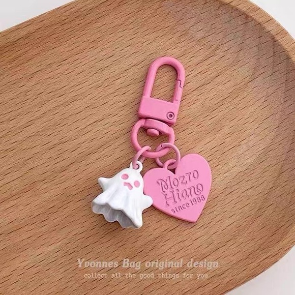Pink and Black Ghost Keychain Set for best friends couples Kids party - Picture 3 of 4